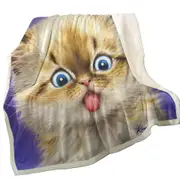 Funny Fool Face Kitten Cat with Tongue Out Throw Blanket