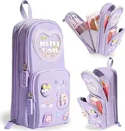 XIULIUU Large Pencil Case, Big Capacity Pencil Pouch Stationery Pen Bag for Kids, Storage High Capacity Bag Pouch Holder Box Organizer, Marker Pen Case with Zipper Compartments for Teens Girls Purple