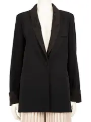 Black Floral Jacquard Collar Blazer