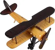 Retro Wooden Airplane Model Miniature Aircraft Ornament for Office Home Decor Vintage Plane Statue Elegant Craftsmanship
