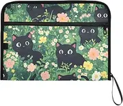 YMXFXP Expandable Filing Folder Cats Garden Florals, 13-Pocket Funny Cute Design with Sticky Labels, A4 Letter Size Document Organizer for Office, School, Boys, Girls
