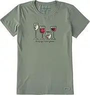 [LIFE IS GOOD] Women's I Need Wine Glasses Short Sleeve Crusher Tee