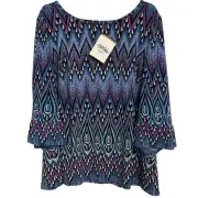 BOB MACKIE NWT Mixed Prints Wearable Art Blouse 1X