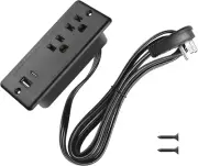 20W Recessed Power Strip Flat Plug, Desk Outlet with USB, Conference Recessed Po