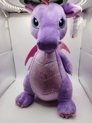 Aurora 12" Larkspur Dragon Plush Stuffed Animal Toy #30837 Pink Purple Sparkles