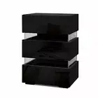 Bedside Table LED 3 Drawers LUMI Black Artiss
