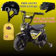 24 VOLT ELECTRIC RIDE ON HELMET GLOVES FREE ROBLOX OR MINECRAFT BACKPACK YELLOW