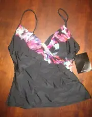 915B6 Simply Swim Tankini Top With Built In Bra 12 Black