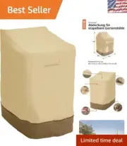 Durable 25.5 Inch Patio Chair Cover - Fits 6 Stackable Chairs, Pebble Color