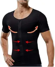 Men Body Shapers T-Shirt Lose Weight Slimming Tops Chest Shapers Belly Stomach Shapewear Posture Corrector