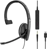 Sennheiser SC 135 USB-C (508355) - Single-Sided (Monaural) Headset for Business Professionals | with HD Stereo Sound, Noise-Canceling Microphone, & USB-C Connector (Black)