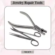 Stainless Steel Crimping Tools For Beading 3 Pcs Set of Tweezers Scissors Pliers