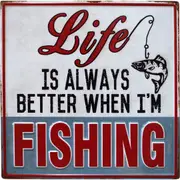 Metal/String 25cm Life Fishing Sign Wall Hanging Signage Plaque Home/Shop Decor