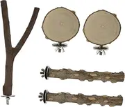 BESPORTBLE 5 Pcs Natural Wooden Bird Stand Durable Parrot Perch and Stable and Safe Activity Rods for Pet Birds Easy to Install Parrot Standing Rack for Cage Use