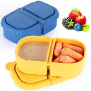 2/4 Sets Silicone Snack Container Double Compartment Snack Box For Sauce