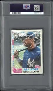 1982 Topps Baseball Grocery Cello Pack w Reggie Jackson on Top (POP 1) PSA 9