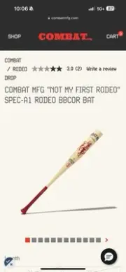 COMBAT MFG Spec A1 Rodeo Collection BBCOR Bat 2025 Tan Length: 32/29” Presale