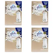 4PK Glade Electric Scented Oil Warmer & 1x Refill 20ml Sheer Vanilla Embrace