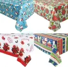 137x274cm Xmas Tablecloth Square Table Cover Waterproof PE Xmas Dining Decor NEW