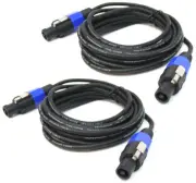 (2) DJ Pro Audio 15 Foot Speakon Male to Male Passive PA Speaker Cable Package