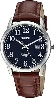 [Timex] Easy Reader 38mm Leather Strap Watch, Black/White, Easy Reader 38mm Leather Strap Watch
