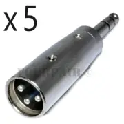 5 Pack - 3-Pin XLR Male to 1/4" 6.35mm Stereo Cable Microphone Mic TRS Adapter