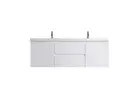 Dyconn Faucet Wall Mount Floating Vanity with double Sink 2 drawers 2 doors - 60
