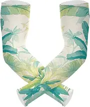 [Yoogain] UV Protection Cooling Arm Sleeves Cartoon Fossa Green Leaf Compression Sleeve Cooling Feeling Strong Air Permeability cubre brazos, Cartoon Fossa Green Leaf