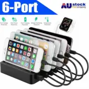 6-Port USB Charge Station Multi-Device Hub Charging Dock for Phone iPad Tablet
