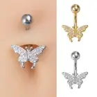 1pc Women Fashion Piercing Butterfly Belly Navel Ring Dangle Personality
