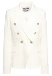 New WALTER BAKER Phelps double breasted peak lapel crepe de chine Ivory Blazer M