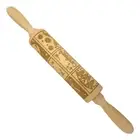 Embossing Rolling Pin Nativity Christ Theme Pattern Engraved Wooden 3D Roller