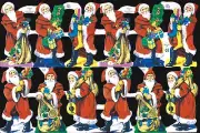 Mamelok English Embossed Scrap Die Cut - Colorful Christmas Santa's 782