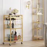 Bar Cart, Home Bar Serving Cart with 3-Tier Mirrored Shelf, Drink Cart, Mobile K