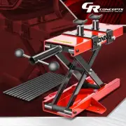 1100lb Steel Motorcycle ATV Scissor Lift Jack Hoist Stand w/ Saddle & Rubber Pad