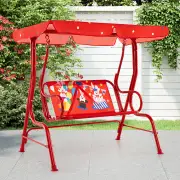 CostwayHanging Patio Swing Bench with Adjustable Tilt Canopy-Red