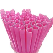 100pcs Heart Shaped Straws Disposable Drinking Cute Straw Individually Wrapped Straw Valentines Day Birthday Party Pink