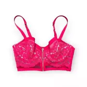 NWT Victoria's Secret Women's Red Lace Front Zip Demi Lined Corset Size 34DD