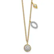 14K Yellow Gold Real Diamond Circles 18 inch Necklace