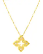 Roberto Coin 18K Yellow Gold Venetian Princess Diamond Flower Pendant Necklace, 16-18