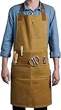 Case4Life Heavy Duty Water Resistant Waxed Canvas Apron Tool Apron Workshop DIY BBQ/Barber/Chef Home/Garden Waist/Neck Adjustable Straps Unisex -