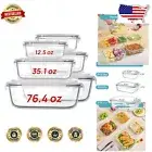 Leakproof 2.26L Glass Meal Prep Containers with Snap Lock Lids for Easy Storage