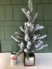 Ashland 24" Frosted Tree in Christmas Farm Wood Box Holiday Tabletop Decor