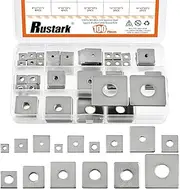 Rustark 100Pcs 15 Sizes M3-M14 304 Stainless Steel Square Plate Washers Assortment Kit Square Bearing Plate Washer Square Washer Flat Washer Fastener for Construction and Industrial Equipment