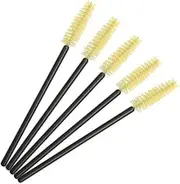 Namzi 200 Pcs Disposable Eyelash Mascara Brushes for Eye Lashes Extension Eyebrow and Makeup (Black rod and yellow head)