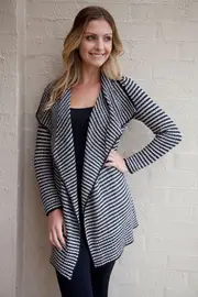 Two Colour Longline Cardigan--PING-355084