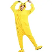 Autumn /Winter Flannel Adult Onesie Jumpsuit Thickened Fabric-Pikachu L