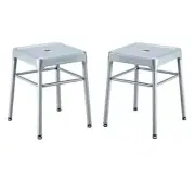 Home Square 18" Nylon Steel Backless Guest Stool in Silver - Set of 2