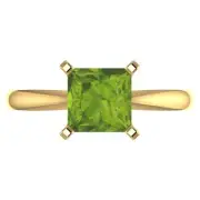 2 Princess Cut VVS1 Natural Peridot Wedding Bridal Promise Ring 14k Yellow Gold