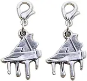 [TARAKI] 2Pcs GRAND PIANO Charm,Charm Dangle,Musical Instruments Piano Zipper Pull,,music teacher,musician,piano teacher,music, Alloy Steel, No Gemstone
